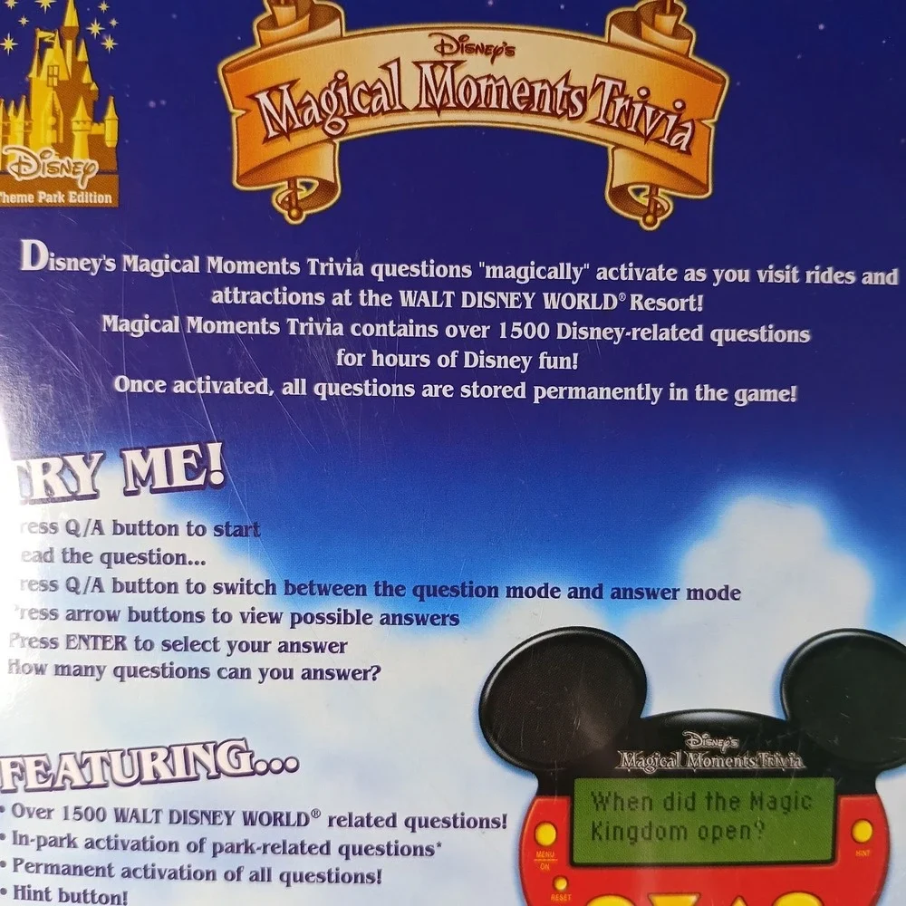 Disney Magical Moments Electronic Pocket Trivia Quiz Game 1500 Questions